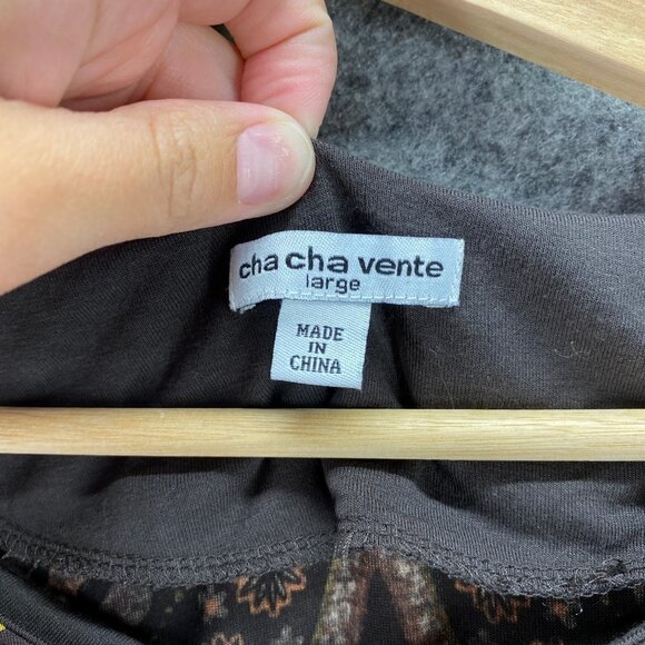 Cha Cha Vente Sheath Dress Women L Black Orange Paisley 3/4 Sleeve Crew Sleeve - Picture 7 of 10